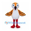 Orange Bird Mascot Costume with Patterned Wings and White Belly