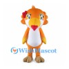 Orange Parrot Mascot Costume with Red Flower and White Belly