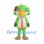 Green Parrot Mascot Costume with Red Flower and Orange Belly Stripe