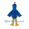 Blue Rooster Mascot Costume with Colorful Belly Dots and Red Crest