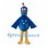 Blue Rooster Mascot Costume with Colorful Belly Dots and Red Crest