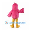 Pink Bird Mascot Costume with Orange Beak and Yellow Legs