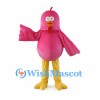 Pink Bird Mascot Costume with Orange Beak and Yellow Legs