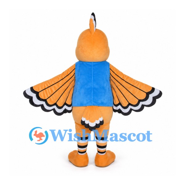Hoopoe Mascot Costume in Orange with Blue Chest and Patterned Wings