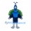 Peacock Mascot Costume in Blue with Green Eyed Fan Tail