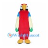 Red Parrot Mascot Costume with Blue Cream and Green Wings