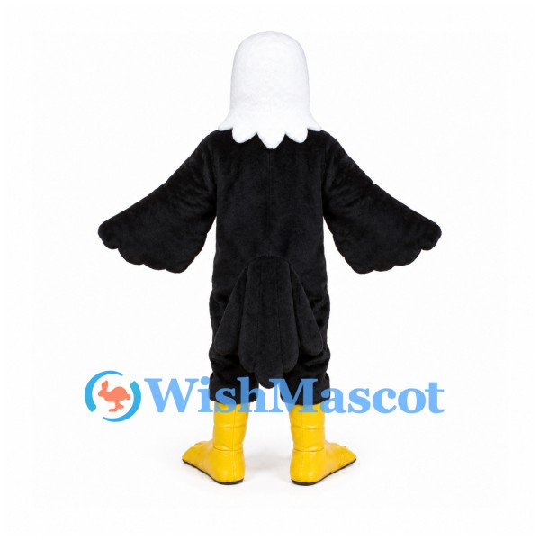 Eagle Mascot Costume in Black with White Head and Spread Wings