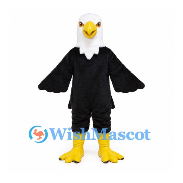 Eagle Mascot Costume in Black with White Head and Spread Wings