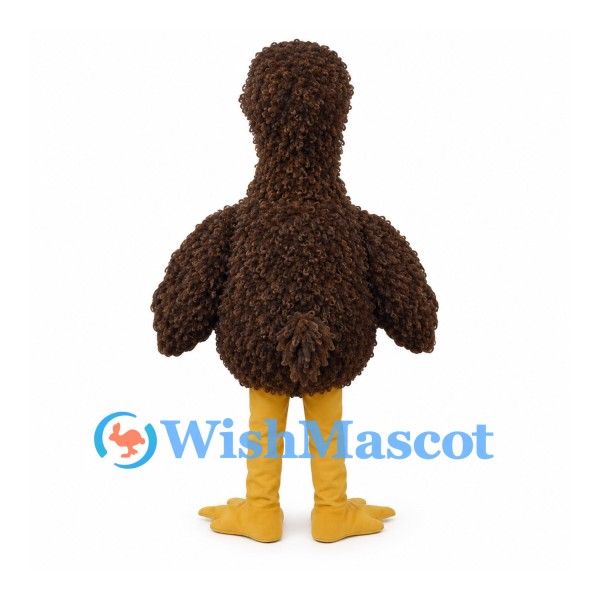 Brown Ostrich Mascot Costume with Long Neck and Curly Feather Texture
