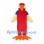 Red Macaw Mascot Costume with Cream Wings and Orange Feet