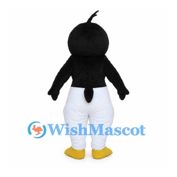 Penguin Mascot Costume with White Belly and Single Black Head Tuft