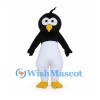 Penguin Mascot Costume with White Belly and Single Black Head Tuft