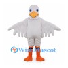 White Goose Mascot Costume with Spread Wings and Orange Feet