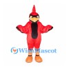 Cardinal Mascot Costume in Red with Tall Crest and Black Belly