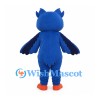 Blue Owl Mascot Costume with Cream Chest and Orange Feet