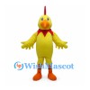 Yellow Rooster Mascot Costume with Red Comb and Tail