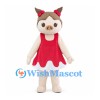 Pig Girl Mascot Costume with Brown Pigtails and Red Dress