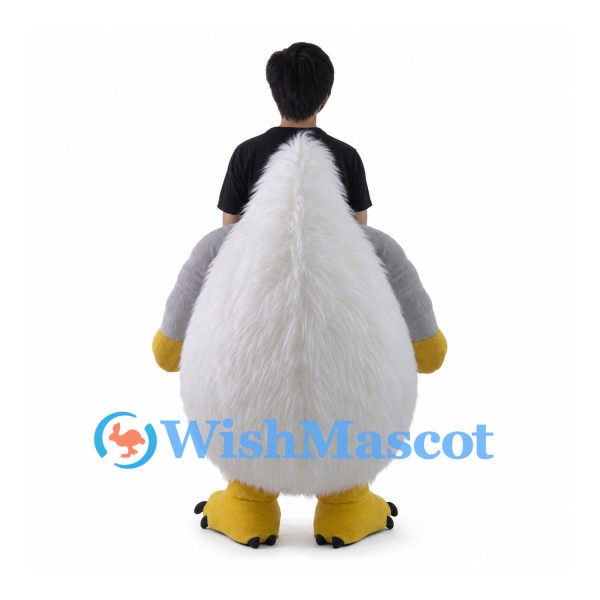 Ride On Chicken Mascot Costume with White Feathered Body and Red Comb