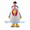 Ride On Chicken Mascot Costume with White Feathered Body and Red Comb