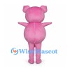 Pink Pig Mascot Costume with Round Belly and Smiling Eyes