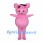 Pink Pig Mascot Costume with Round Belly and Smiling Eyes