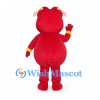 Pig Character Mascot Costume with Red Hood and Yellow Buttons