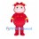 Pig Character Mascot Costume with Red Hood and Yellow Buttons