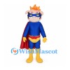 Superhero Pig Mascot Costume with Blue Suit and Red Cape