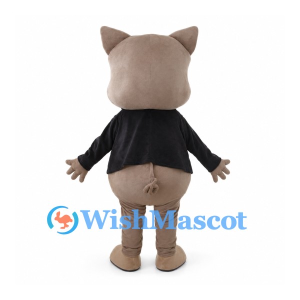 Pig Mascot Costume in Taupe with Black Jacket and White Bow Tie