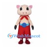 Superhero Pig Mascot Costume with Red Cape and Blue Belt