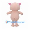 Pink Pig Mascot Costume with Round Belly and Curled Tail