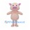Pink Pig Mascot Costume with Round Belly and Curled Tail