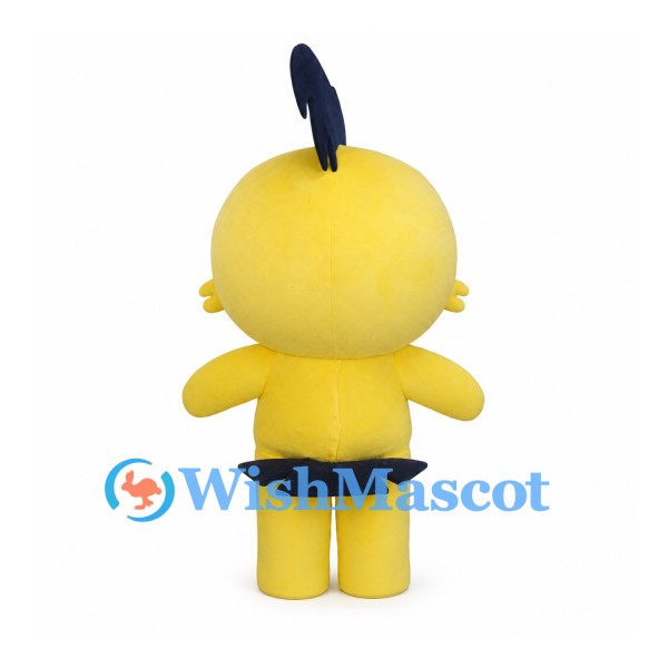 Yellow Chick Mascot Costume with Blue Eyes and Navy Head Tuft