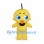 Yellow Chick Mascot Costume with Blue Eyes and Navy Head Tuft