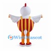 Chicken Mascot Costume with Red and Yellow Striped Belly