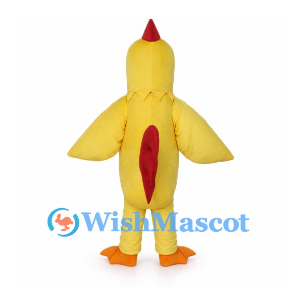 Yellow Rooster Mascot Costume with Red Comb and Tail