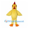 Yellow Rooster Mascot Costume with Red Comb and Tail
