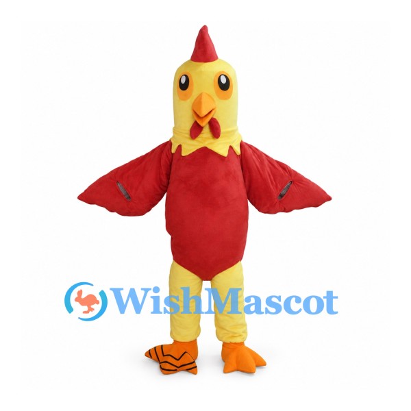 Rooster Mascot Costume with Yellow Head and Red Body