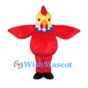 Red Rooster Mascot Costume with Yellow Head and Blue Neck Trim