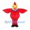 Red Rooster Mascot Costume with Yellow Head and Blue Neck Trim