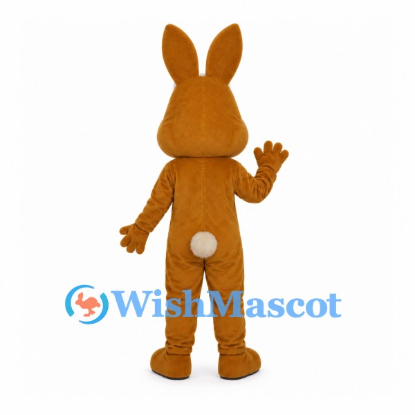 Brown Rabbit Mascot Costume with White Muzzle and Red Nose