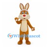 Brown Rabbit Mascot Costume with White Muzzle and Red Nose