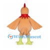 Peach Rooster Mascot Costume with Red Comb and Lime Legs