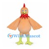 Peach Rooster Mascot Costume with Red Comb and Lime Legs