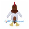 Rooster Mascot Costume with Brown Head and White Body