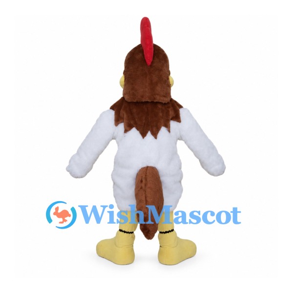Rooster Mascot Costume with Brown Head and White Body