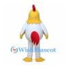 White Rooster Mascot Costume with Yellow Head and Red Tail