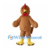 Brown Rooster Mascot Costume with Shaggy Feathers and Yellow Feet