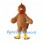 Brown Rooster Mascot Costume with Shaggy Feathers and Yellow Feet