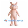 Pink Pig Mascot Costume with Blue Eyes and Pointed Ears